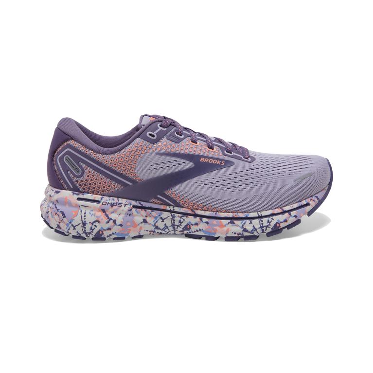 Brooks Ghost 14 Cushioned Women's Road Running Shoes - lavender Purple/Cadet/Thistle/Papaya Punch (5